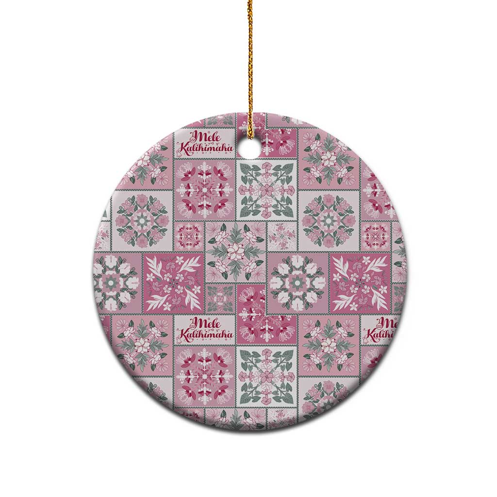 Mele Kalikimaka Hawaii Christmas Ceramic Ornament Akala Seamless Floral Motif - Polynesian Pride