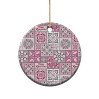 Mele Kalikimaka Hawaii Christmas Ceramic Ornament Akala Seamless Floral Motif - Polynesian Pride