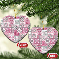 Mele Kalikimaka Hawaii Christmas Ceramic Ornament Akala Seamless Floral Motif - Polynesian Pride