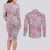 Mele Kalikimaka Hawaii Christmas Couples Matching Long Sleeve Bodycon Dress and Long Sleeve Button Shirt Akala Seamless Floral Motif - Polynesian Pride