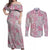 Mele Kalikimaka Hawaii Christmas Couples Matching Off Shoulder Maxi Dress and Long Sleeve Button Shirt Akala Seamless Floral Motif - Polynesian Pride