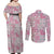 Mele Kalikimaka Hawaii Christmas Couples Matching Off Shoulder Maxi Dress and Long Sleeve Button Shirt Akala Seamless Floral Motif - Polynesian Pride