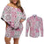 Mele Kalikimaka Hawaii Christmas Couples Matching Off Shoulder Short Dress and Long Sleeve Button Shirt Akala Seamless Floral Motif - Polynesian Pride