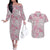 Mele Kalikimaka Hawaii Christmas Couples Matching Off The Shoulder Long Sleeve Dress and Hawaiian Shirt Akala Seamless Floral Motif - Polynesian Pride