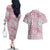 Mele Kalikimaka Hawaii Christmas Couples Matching Off The Shoulder Long Sleeve Dress and Hawaiian Shirt Akala Seamless Floral Motif - Polynesian Pride