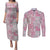 Mele Kalikimaka Hawaii Christmas Couples Matching Puletasi and Long Sleeve Button Shirt Akala Seamless Floral Motif - Polynesian Pride
