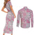 Mele Kalikimaka Hawaii Christmas Couples Matching Short Sleeve Bodycon Dress and Long Sleeve Button Shirt Akala Seamless Floral Motif - Polynesian Pride