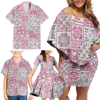 Mele Kalikimaka Hawaii Christmas Family Matching Off Shoulder Short Dress and Hawaiian Shirt Akala Seamless Floral Motif - Polynesian Pride