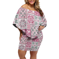 Mele Kalikimaka Hawaii Christmas Family Matching Off Shoulder Short Dress and Hawaiian Shirt Akala Seamless Floral Motif - Polynesian Pride