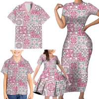 Mele Kalikimaka Hawaii Christmas Family Matching Short Sleeve Bodycon Dress and Hawaiian Shirt Akala Seamless Floral Motif - Polynesian Pride