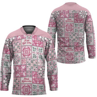 Mele Kalikimaka Hawaii Christmas Hockey Jersey Akala Seamless Floral Motif - Polynesian Pride