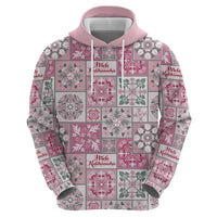 Mele Kalikimaka Hawaii Christmas Hoodie Akala Seamless Floral Motif - Polynesian Pride