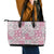 Mele Kalikimaka Hawaii Christmas Leather Tote Bag Akala Seamless Floral Motif - Polynesian Pride