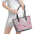 Mele Kalikimaka Hawaii Christmas Leather Tote Bag Akala Seamless Floral Motif - Polynesian Pride