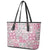 Mele Kalikimaka Hawaii Christmas Leather Tote Bag Akala Seamless Floral Motif - Polynesian Pride