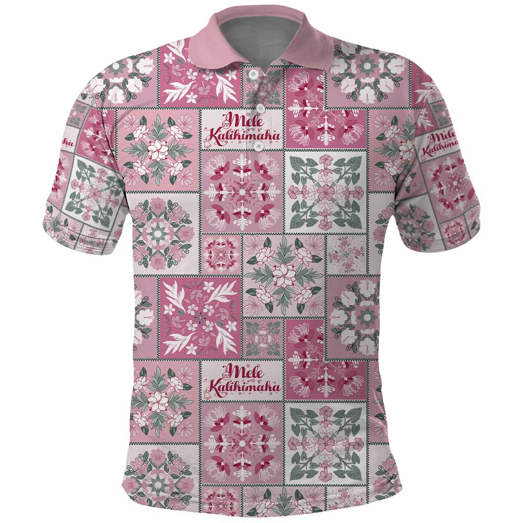 Mele Kalikimaka Hawaii Christmas Polo Shirt Akala Seamless Floral Motif - Polynesian Pride