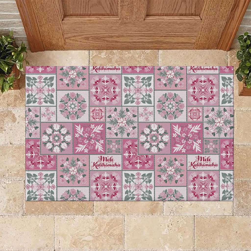Mele Kalikimaka Hawaii Christmas Rubber Doormat Akala Seamless Floral Motif - Polynesian Pride