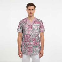 Mele Kalikimaka Hawaii Christmas Scrub Top Akala Seamless Floral Motif - Polynesian Pride