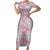 Mele Kalikimaka Hawaii Christmas Short Sleeve Bodycon Dress Akala Seamless Floral Motif - Polynesian Pride