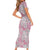 Mele Kalikimaka Hawaii Christmas Short Sleeve Bodycon Dress Akala Seamless Floral Motif - Polynesian Pride