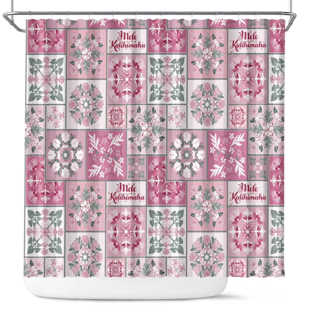 Mele Kalikimaka Hawaii Christmas Shower Curtain Akala Seamless Floral Motif - Polynesian Pride