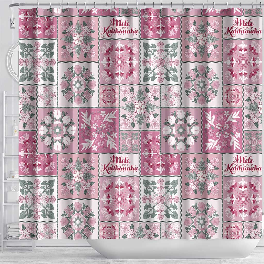 Mele Kalikimaka Hawaii Christmas Shower Curtain Akala Seamless Floral Motif - Polynesian Pride