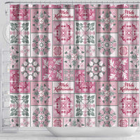 Mele Kalikimaka Hawaii Christmas Shower Curtain Akala Seamless Floral Motif - Polynesian Pride