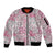Mele Kalikimaka Hawaii Christmas Sleeve Zip Bomber Jacket Akala Seamless Floral Motif - Polynesian Pride