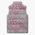 Mele Kalikimaka Hawaii Christmas Sleeveless Puffer Jacket Akala Seamless Floral Motif - Polynesian Pride