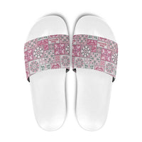 Mele Kalikimaka Hawaii Christmas Slide Sandals Akala Seamless Floral Motif - Polynesian Pride