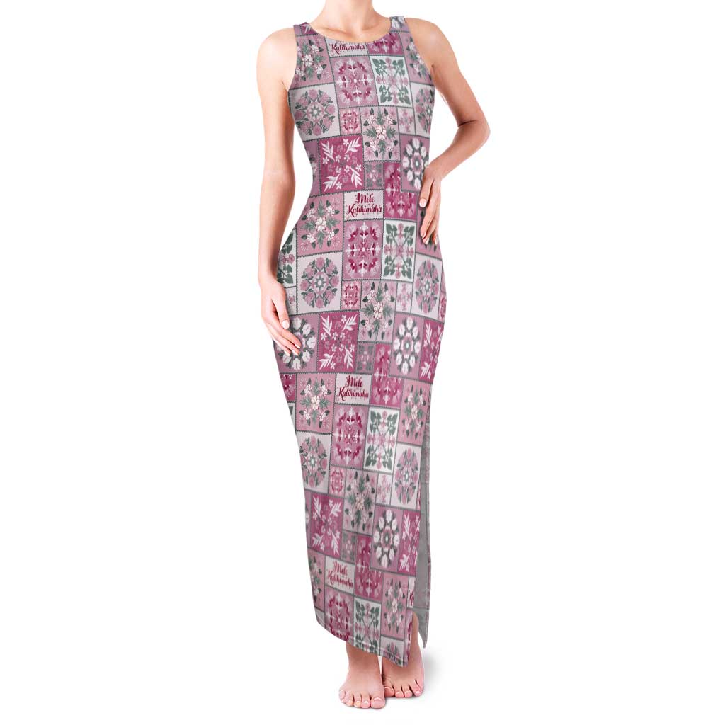 Mele Kalikimaka Hawaii Christmas Tank Maxi Dress Akala Seamless Floral Motif - Polynesian Pride