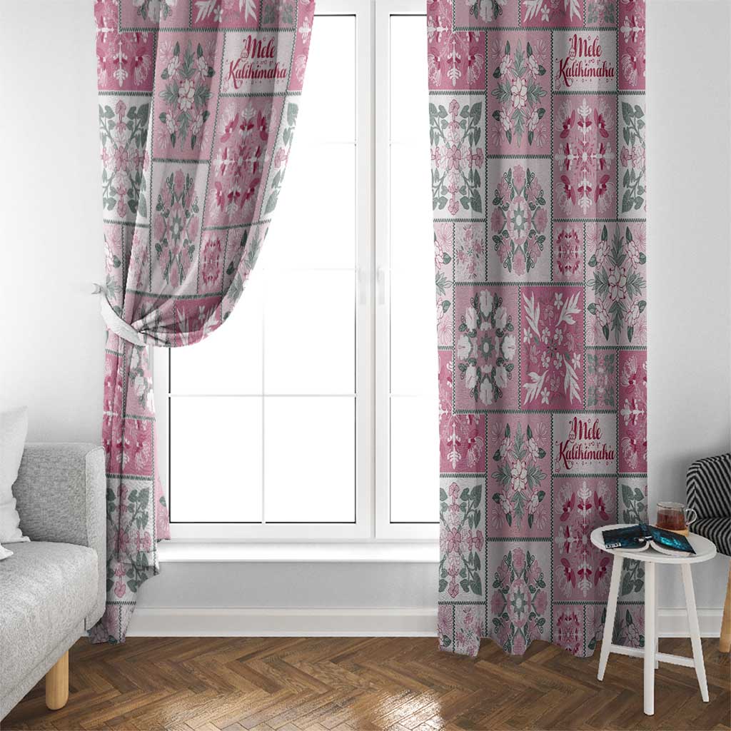 Mele Kalikimaka Hawaii Christmas Window Curtain Akala Seamless Floral Motif - Polynesian Pride