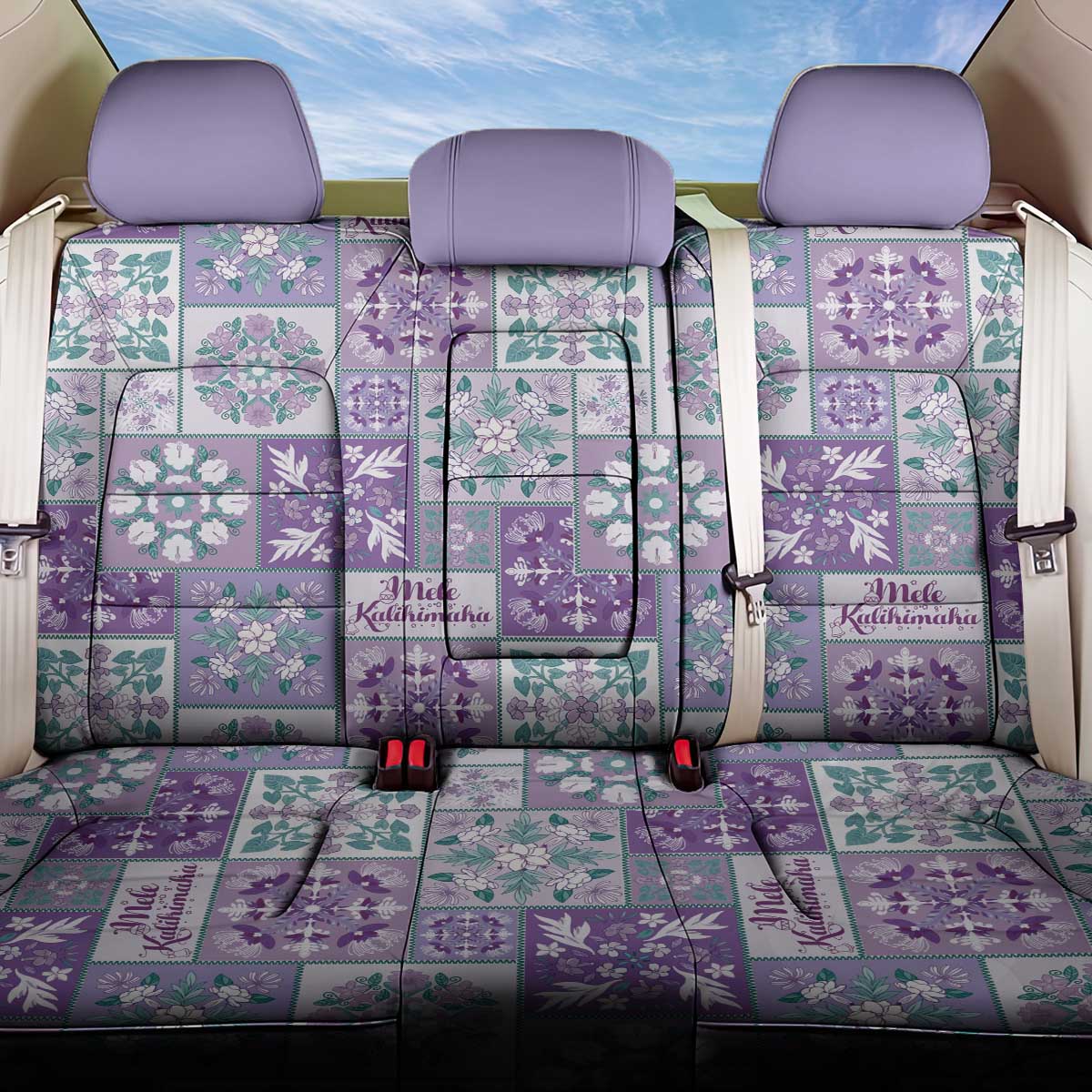 Mele Kalikimaka Hawaii Christmas Back Car Seat Cover Poni Seamless Floral Motif - Polynesian Pride