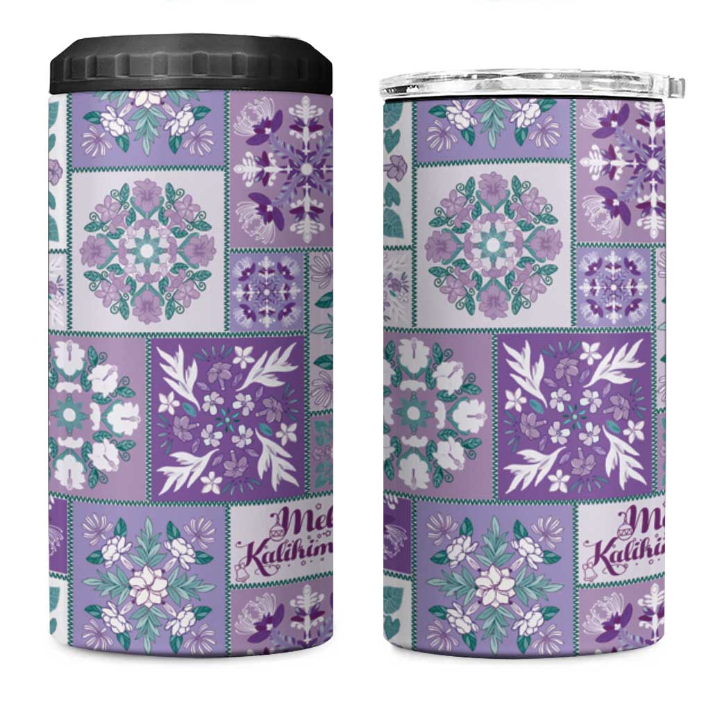 Mele Kalikimaka Hawaii Christmas 4 in 1 Can Cooler Tumbler Poni Seamless Floral Motif - Polynesian Pride