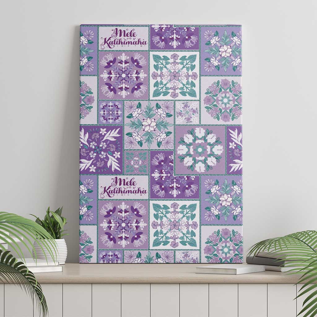Mele Kalikimaka Hawaii Christmas Canvas Wall Art Poni Seamless Floral Motif - Polynesian Pride