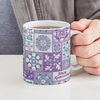 Mele Kalikimaka Hawaii Christmas Ceramic Mug Poni Seamless Floral Motif - Polynesian Pride