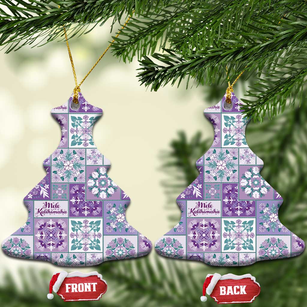 Mele Kalikimaka Hawaii Christmas Ceramic Ornament Poni Seamless Floral Motif - Polynesian Pride