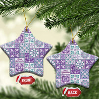 Mele Kalikimaka Hawaii Christmas Ceramic Ornament Poni Seamless Floral Motif - Polynesian Pride