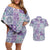 Mele Kalikimaka Hawaii Christmas Couples Matching Off Shoulder Short Dress and Hawaiian Shirt Poni Seamless Floral Motif - Polynesian Pride