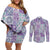 Mele Kalikimaka Hawaii Christmas Couples Matching Off Shoulder Short Dress and Long Sleeve Button Shirt Poni Seamless Floral Motif - Polynesian Pride