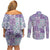 Mele Kalikimaka Hawaii Christmas Couples Matching Off Shoulder Short Dress and Long Sleeve Button Shirt Poni Seamless Floral Motif - Polynesian Pride