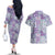 Mele Kalikimaka Hawaii Christmas Couples Matching Off The Shoulder Long Sleeve Dress and Hawaiian Shirt Poni Seamless Floral Motif - Polynesian Pride