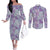 Mele Kalikimaka Hawaii Christmas Couples Matching Off The Shoulder Long Sleeve Dress and Long Sleeve Button Shirt Poni Seamless Floral Motif - Polynesian Pride