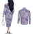Mele Kalikimaka Hawaii Christmas Couples Matching Off The Shoulder Long Sleeve Dress and Long Sleeve Button Shirt Poni Seamless Floral Motif - Polynesian Pride