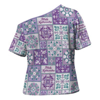 Mele Kalikimaka Hawaii Christmas Cross Shoulder Shirt Poni Seamless Floral Motif - Polynesian Pride