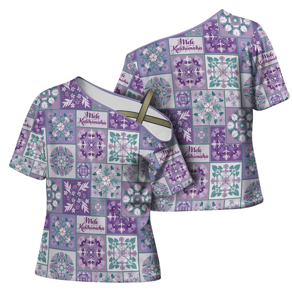 Mele Kalikimaka Hawaii Christmas Cross Shoulder Shirt Poni Seamless Floral Motif - Polynesian Pride