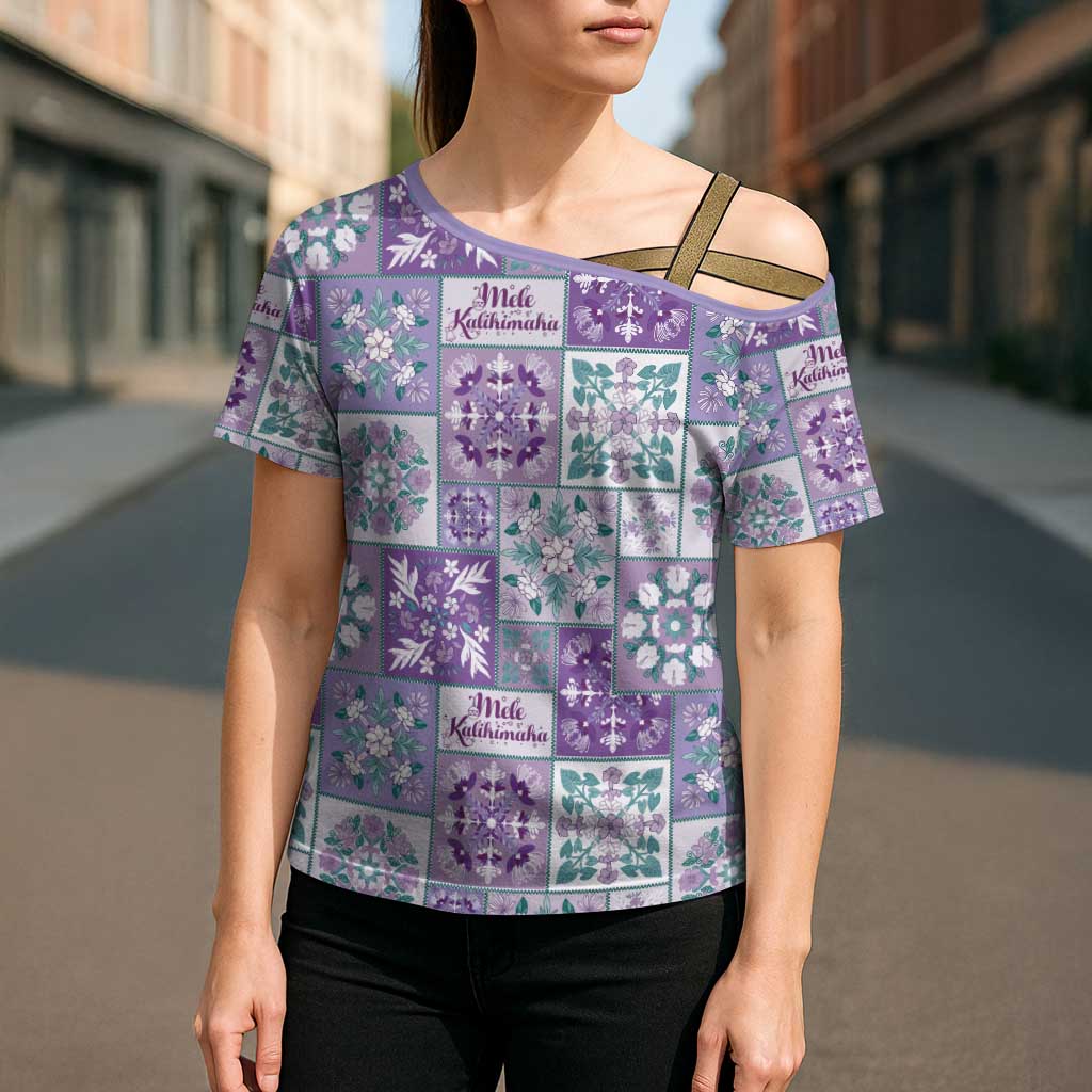 Mele Kalikimaka Hawaii Christmas Cross Shoulder Shirt Poni Seamless Floral Motif - Polynesian Pride