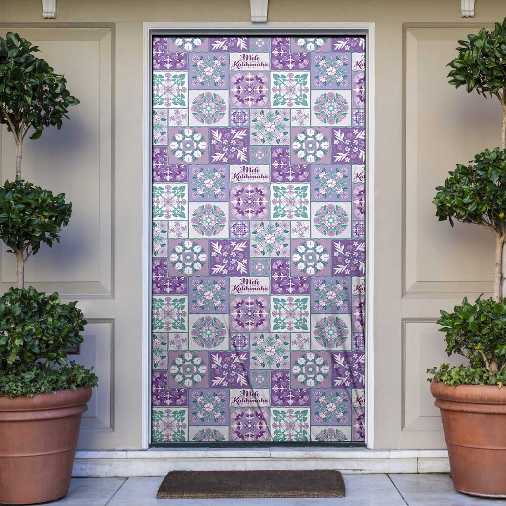 Mele Kalikimaka Hawaii Christmas Door Cover Poni Seamless Floral Motif - Polynesian Pride