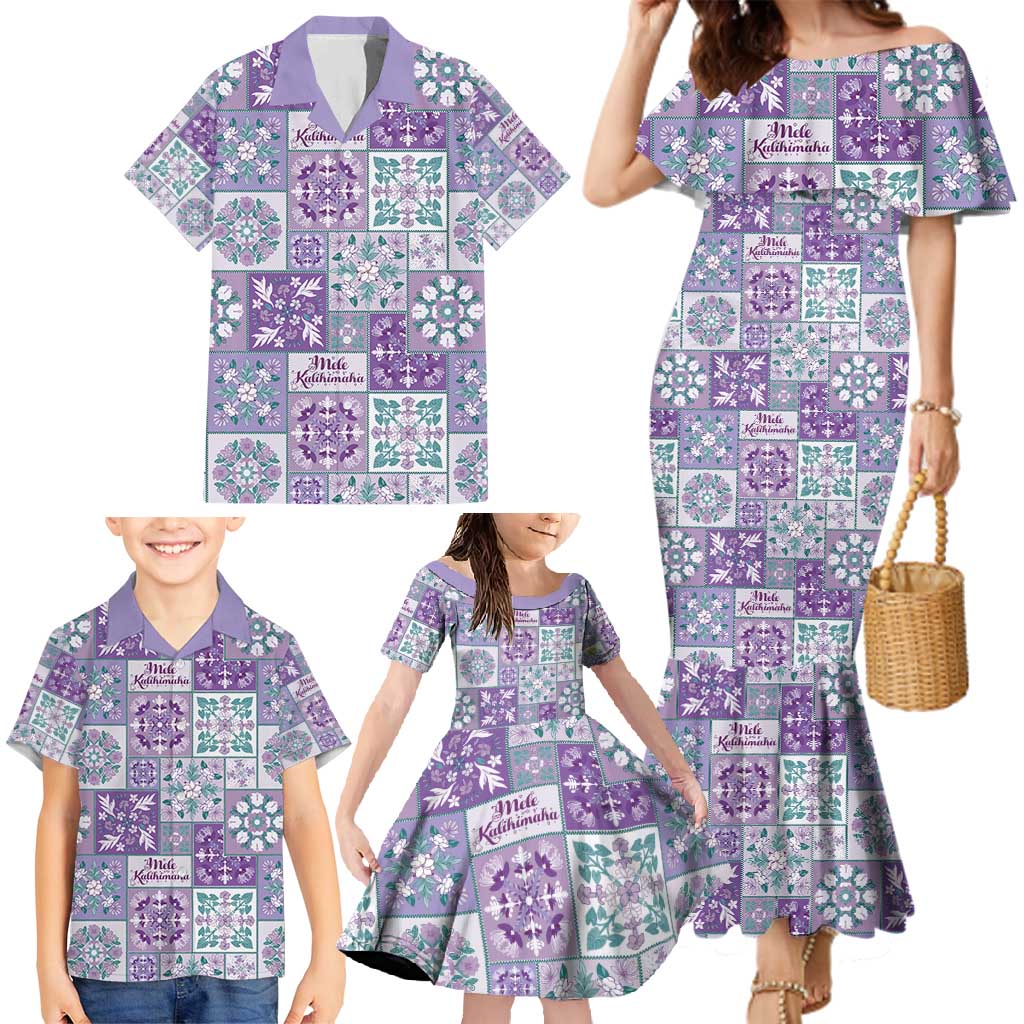 Mele Kalikimaka Hawaii Christmas Family Matching Mermaid Dress and Hawaiian Shirt Poni Seamless Floral Motif - Polynesian Pride