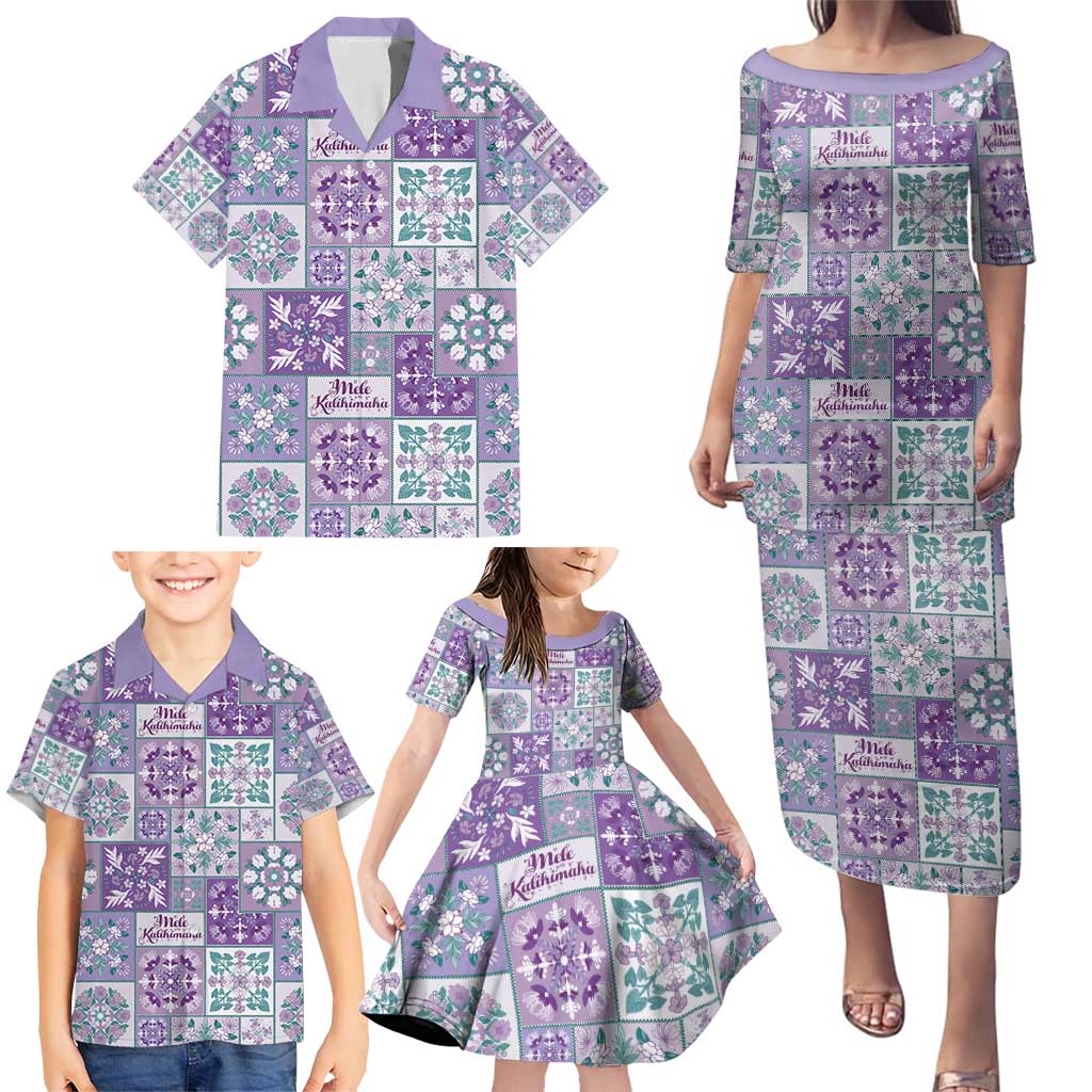Mele Kalikimaka Hawaii Christmas Family Matching Puletasi and Hawaiian Shirt Poni Seamless Floral Motif - Polynesian Pride